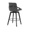Armen Living Baylor 26" Gray Faux Leather and Black Wood Swivel Bar Stool LCBABABLGR26 - alternate 5